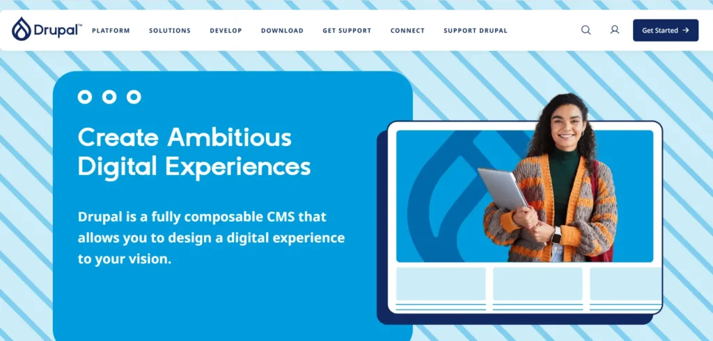 screenshot of drupal cms homepage